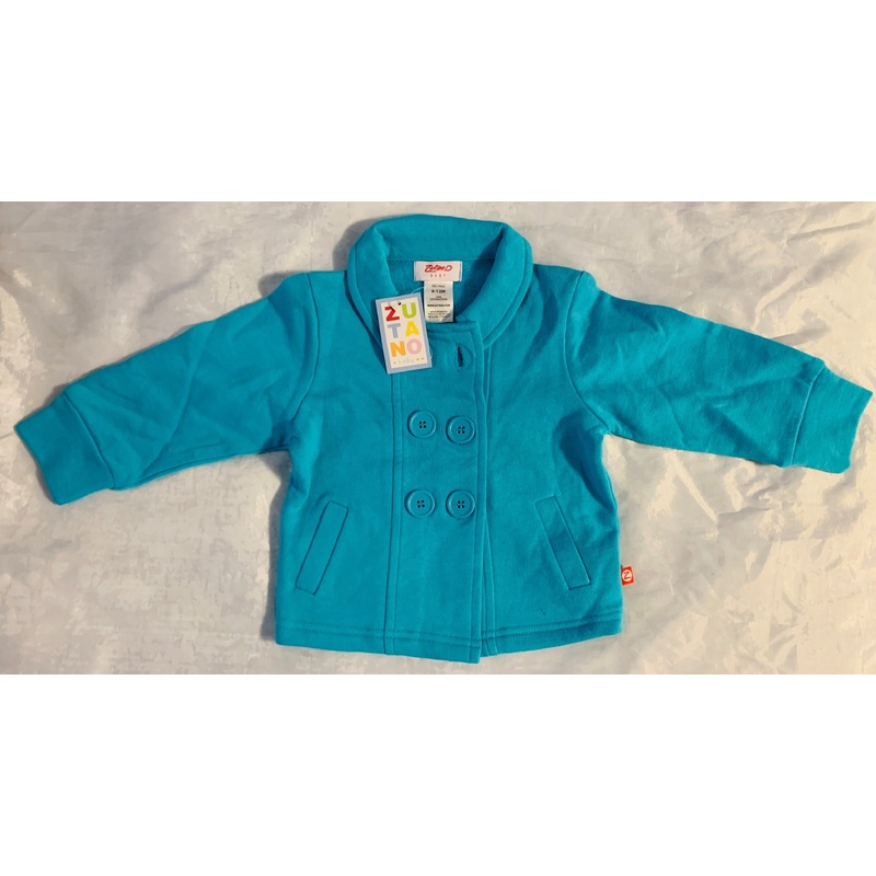NWT New Zutano 6-12 Months Blue Cotton Button Jacket