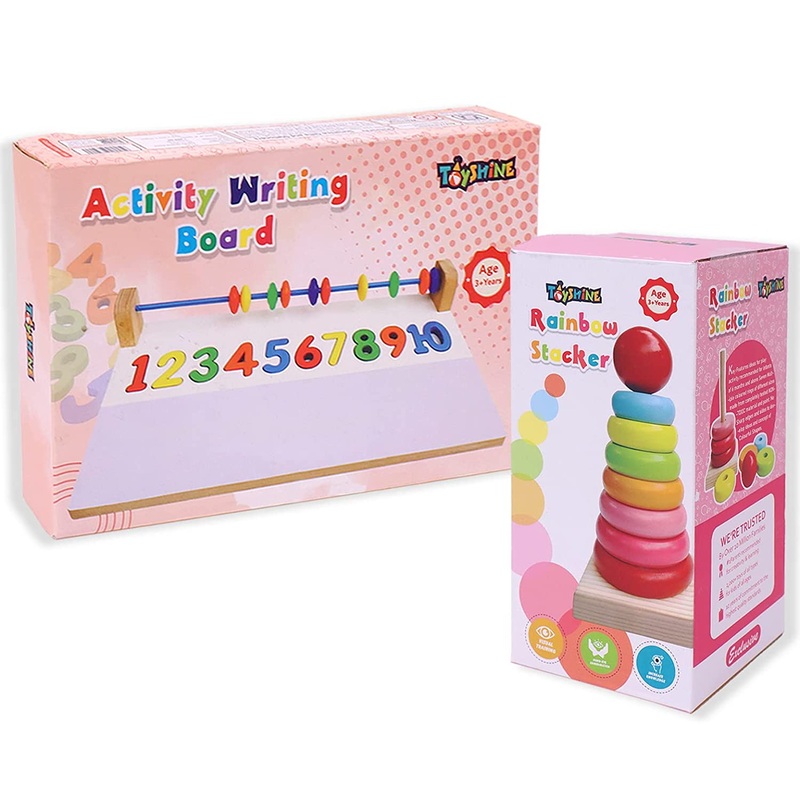 Wooden Montessori Combo | Ring Stacker and Writing Board