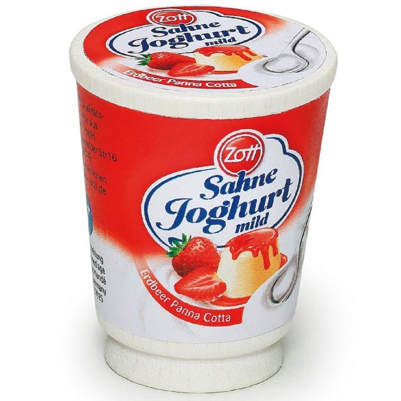 Wooden Tub of Zott Fruit Yoghurt