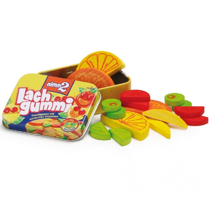 Tin of Wooden Lachgummi Fruit Slices