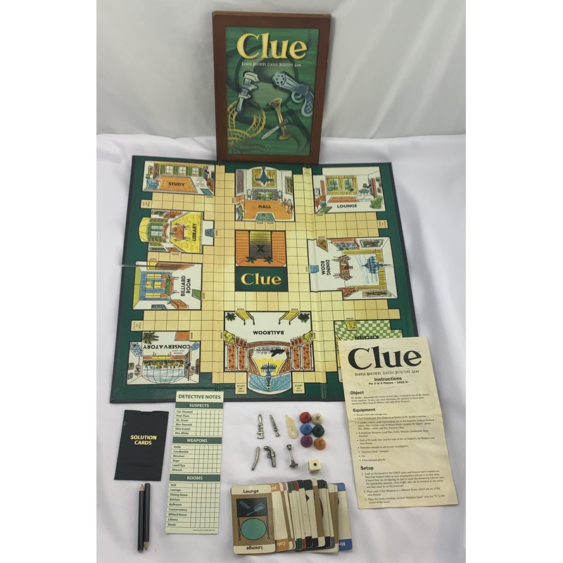 Clue Wood Bookshelf Game – 2005 – Parker Brothers – Great Condition