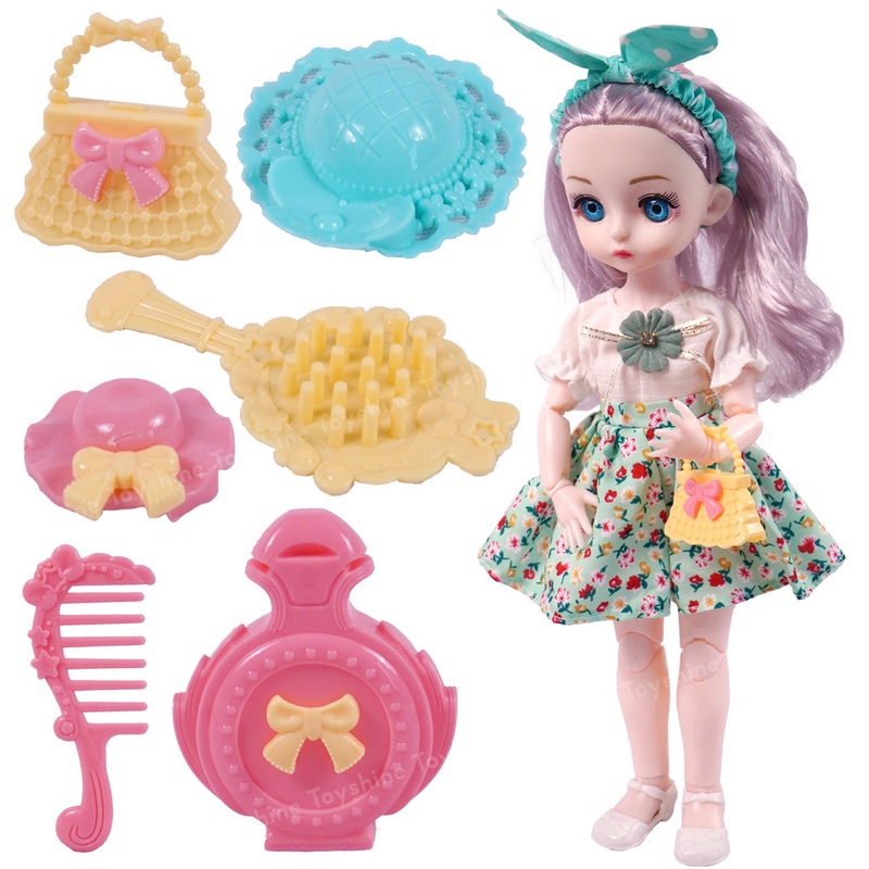Cute Alia Doll Beauty Play Toy Set with Movable Hands and Joints Pretend Play Kit Toys for Kids Role Play Set for Age 3+