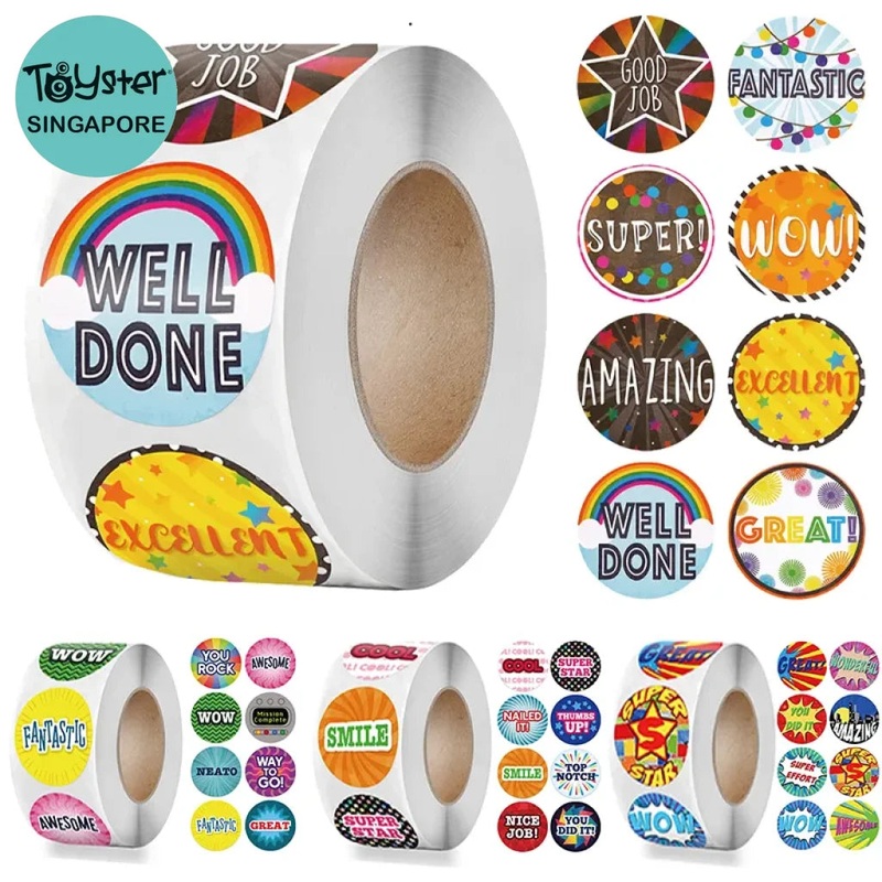 100-500pcs Cute Reward Stickers Roll with Word Motivational