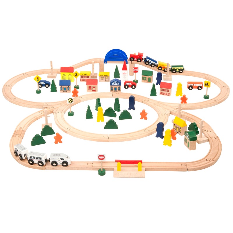 Wooden Deluxe Chug Along Train Set – 102 Pieces
