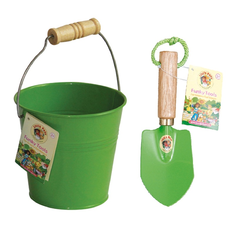 Childrens Green Bucket and Trowel Set