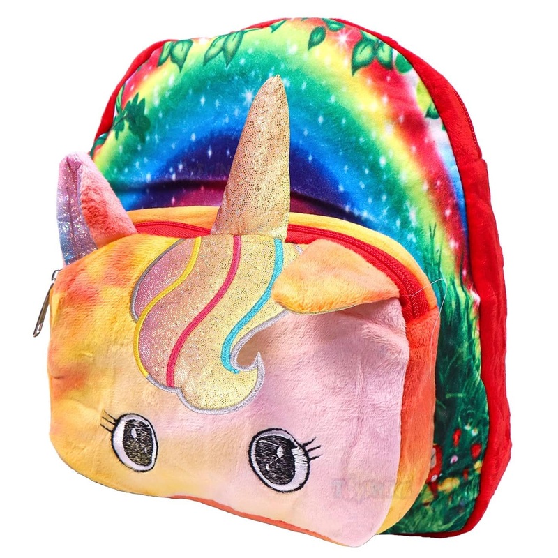 Cute Kids Toddler Backpack Plush Toy Animal Cartoon Children Bag for 2~5 Years Baby- Unicorn: RED – B