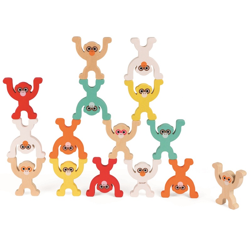 Stacking Wooden Monkey Pyramid Game