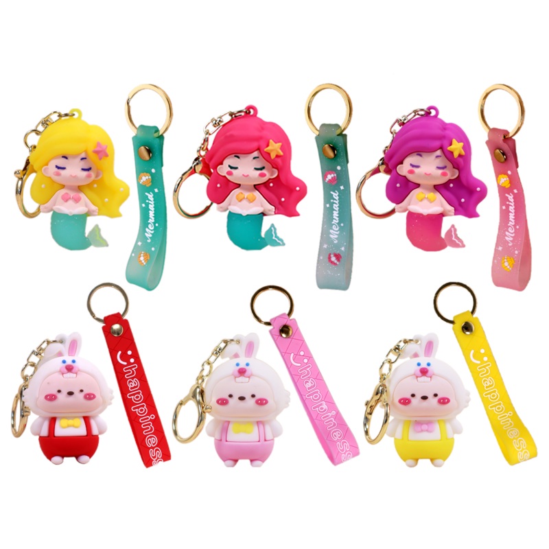 6 Pc Cute keychain Kawaii Cartoon Keychains with Holder Accessories, Backpack Car Key Chain for Boy Girl -Model A