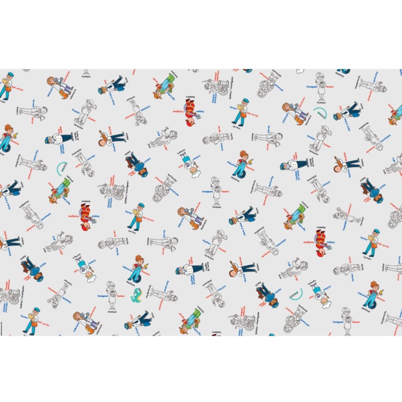 BiMoo – B2005 | Multilingual Coloring Tablecloth – Professions 45×45 Inches