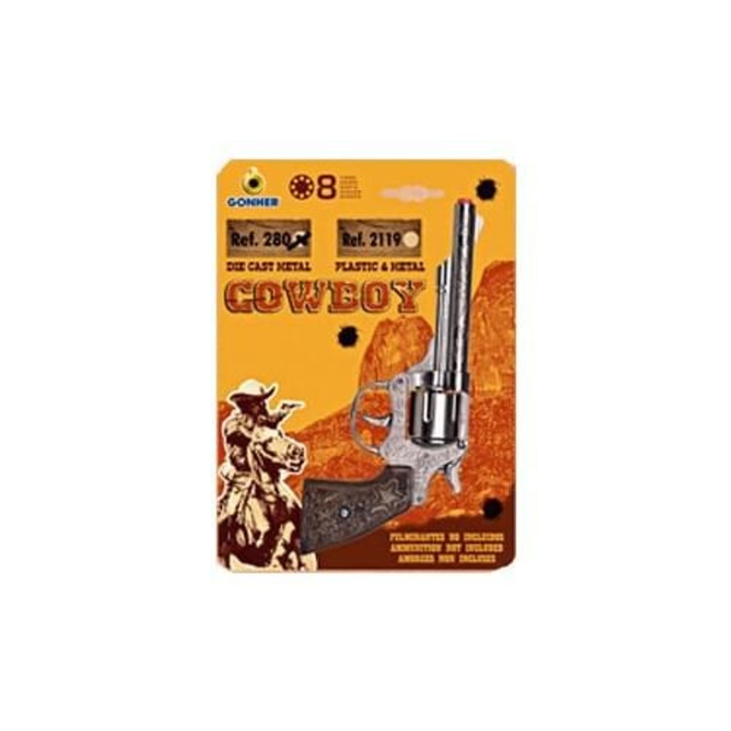 Single Toy Cowboy Gun On Blister Pack