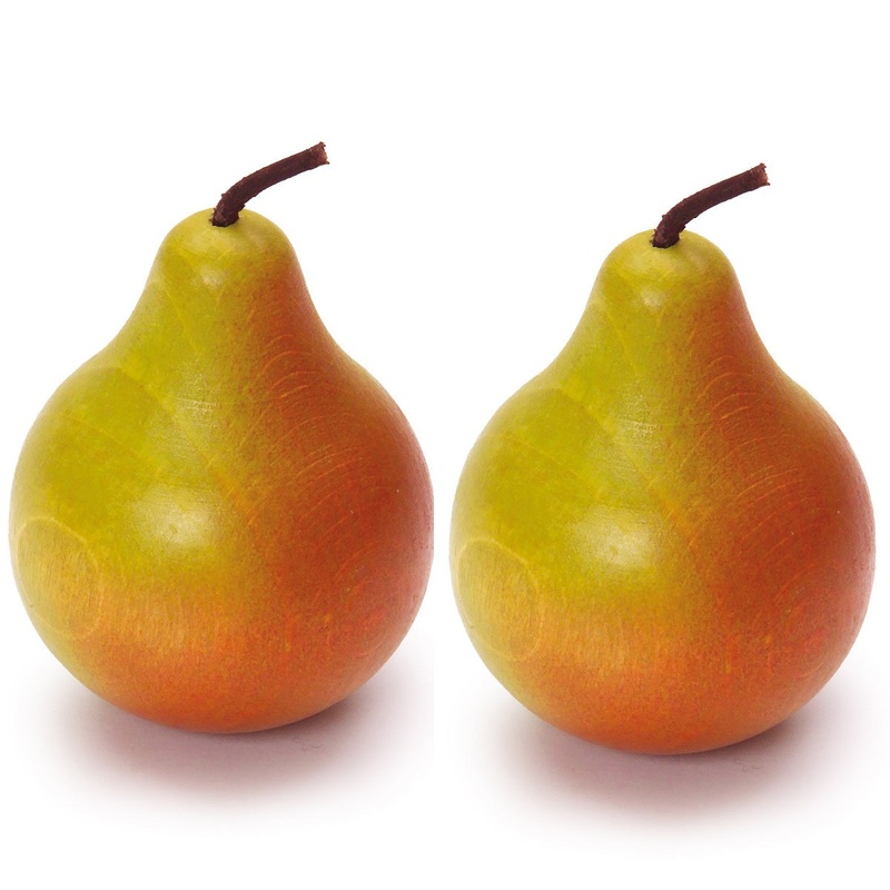 2 x Wooden Green and Red Pears