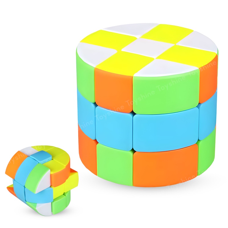 3x3x3 Cylindrical Shape Stickerless Smooth Play Speed Cube Speedy Stress Buster Brainstorming Puzzle for Kids & Adults