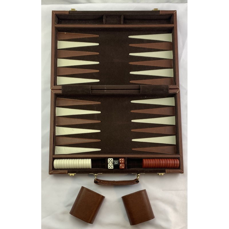 Backgammon Game 15.5 x 9.5 Felt Case – Complete – Great Condition