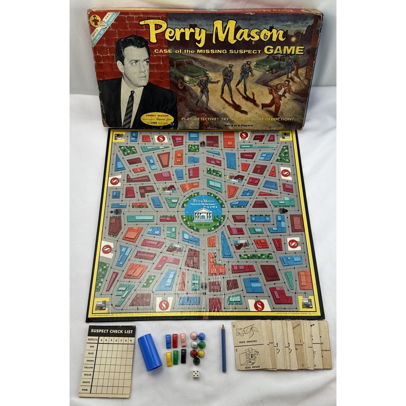 Perry Mason Game: Case of the Missing Suspect Game – 1959 – Transogram – Good Condition (Copy)