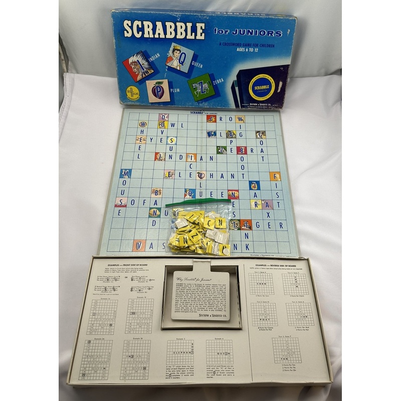 Scrabble For Juniors Game – 1958 – Selchow & Righter – Good Condition
