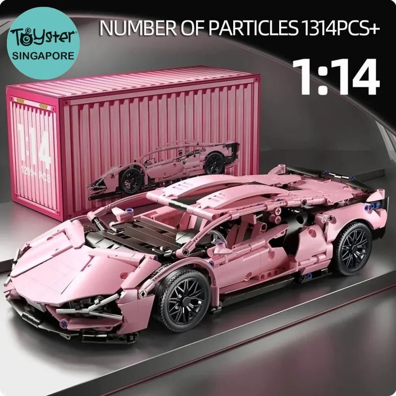 1280PCS Block Pink Sports Car Building Blocks 1:14