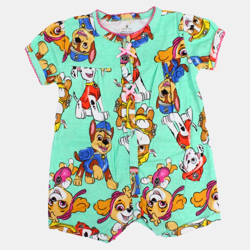Baby Girls Cotton Romper  Pistachio with Paw Patrol Design