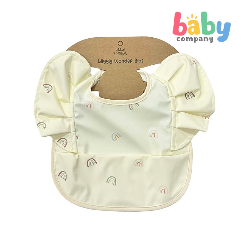 Little Sprout Wiggly Wonder Bib with Food Catcher – Rainbow in Beige