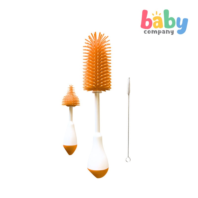 Peekaboo 3pc Silicone Bottle Brush – Muted Orange