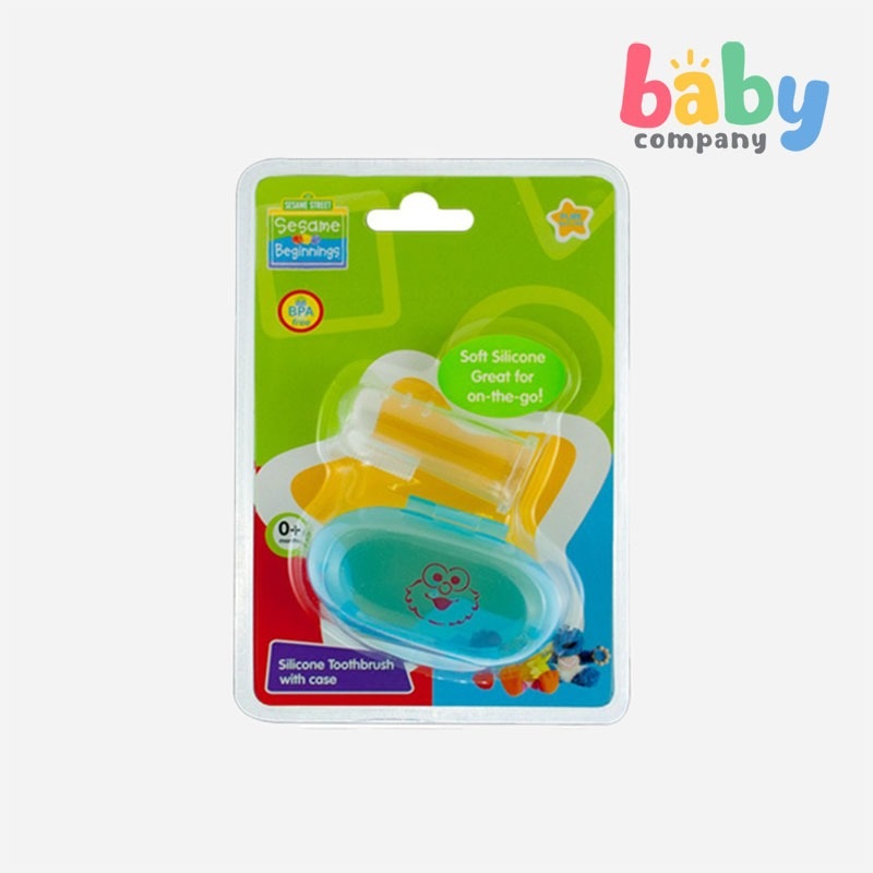 Sesame Beginnings Silicone Finger Toothbrush Blue