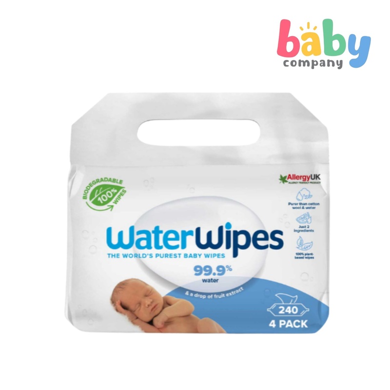 WaterWipes Biodegradable Baby Wipes – 60s, Pack of 4