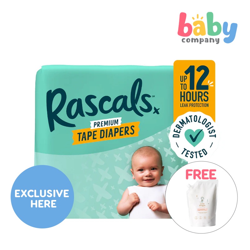 2 Packs of Rascals Tape Jumbo Small + FREE Little Dragon Calm Baby Wash Refill