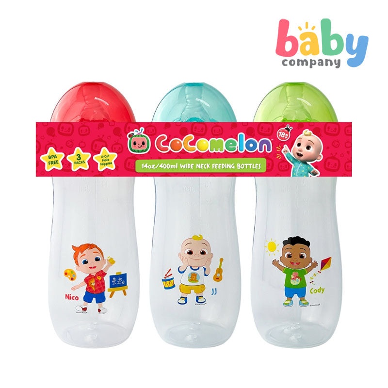 Cocomelon 3-Pack 14oz Wide Neck Feeding Bottles  Boy Set