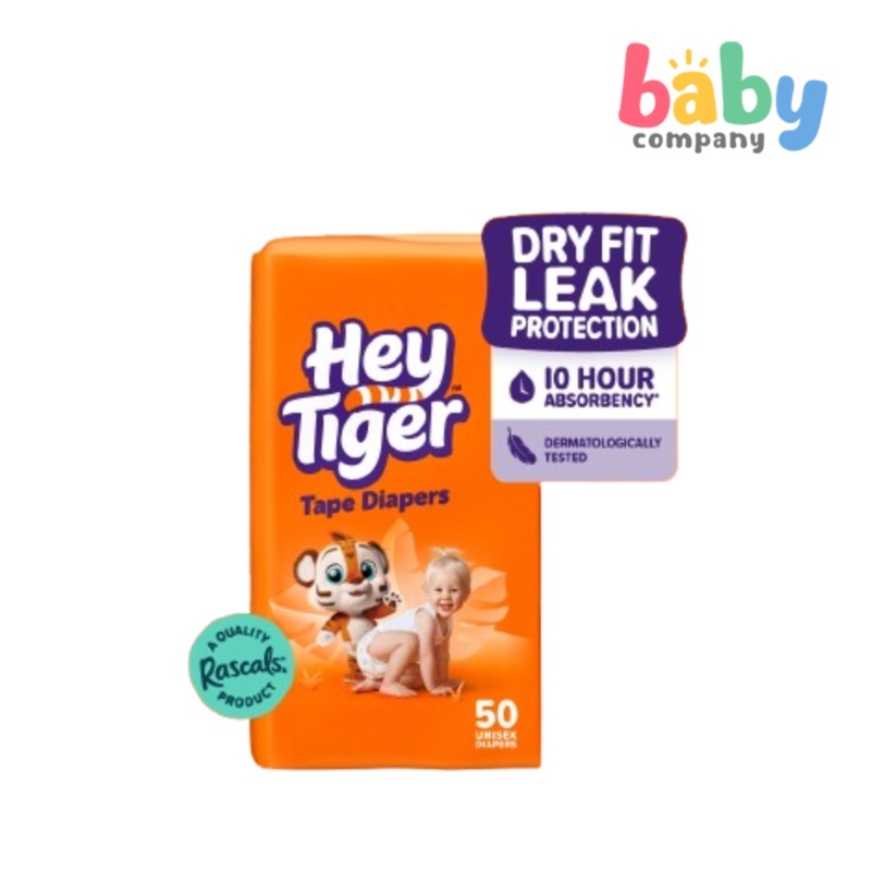 Hey Tiger Comfy Tape Diapers, Jumbo Pack – Large, 50 pads