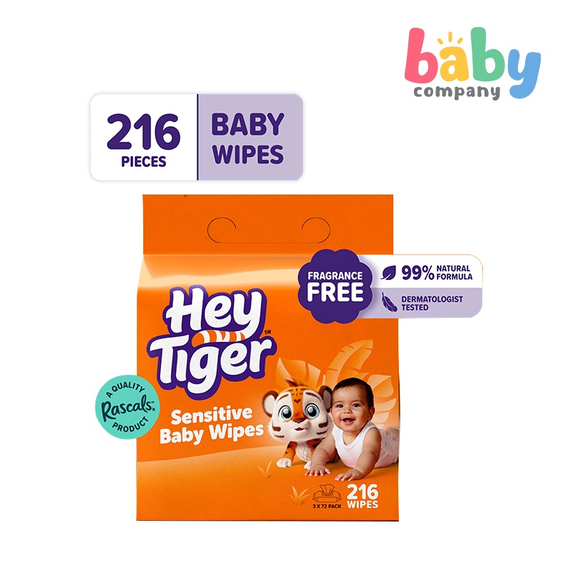 Hey Tiger Sensitive Baby Wipes 216 Sheets (72’s x 3 Packs)