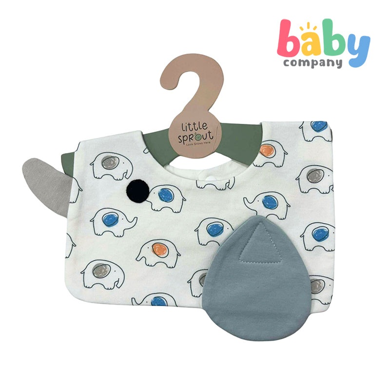 Little Sprout Square Bib – Elephant