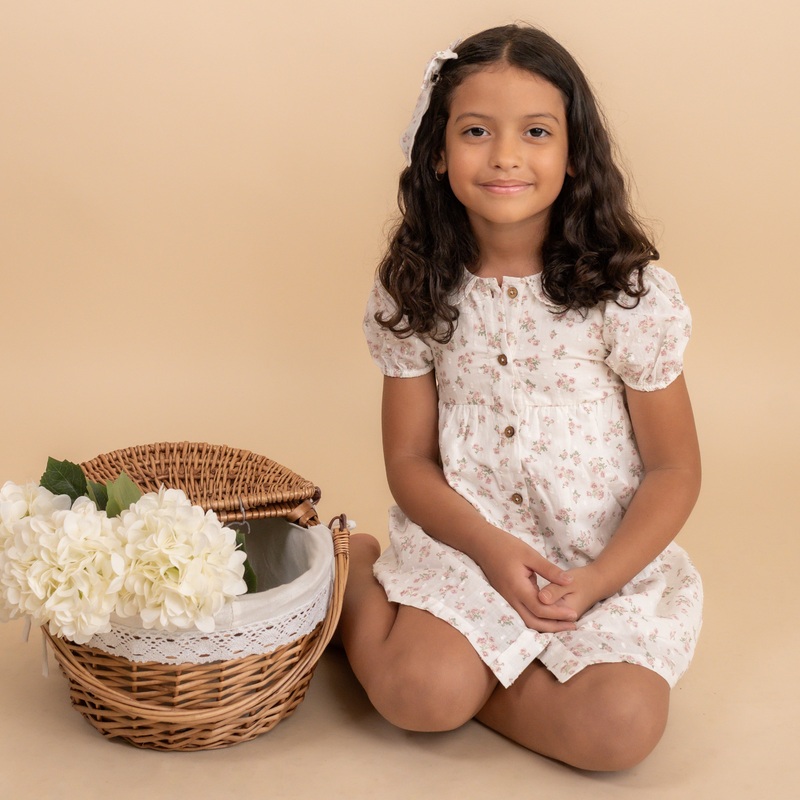 Makemake Organic Puff Sleeve Collar Dress | English Roses