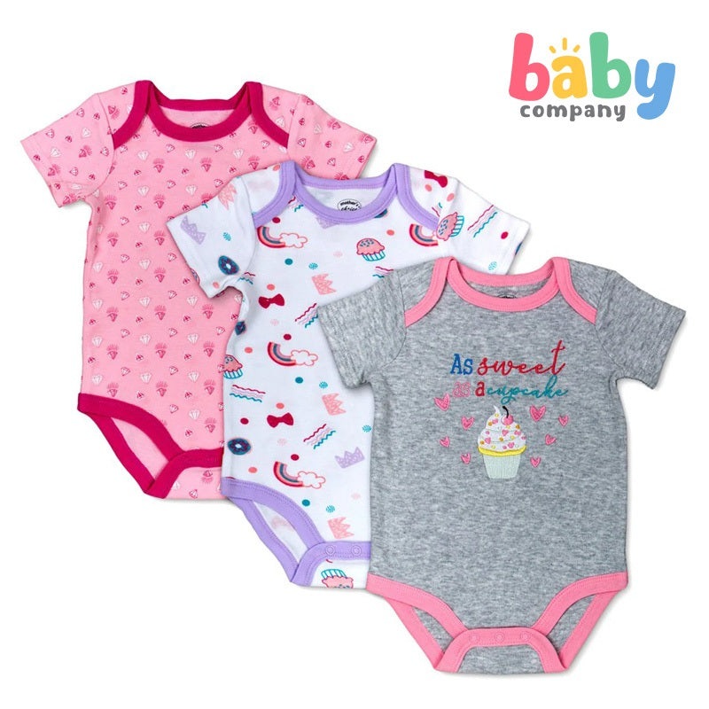 Mother’s Choice 3 pcs Bodysuit Set – Sweet Cupcake 0-3 Months