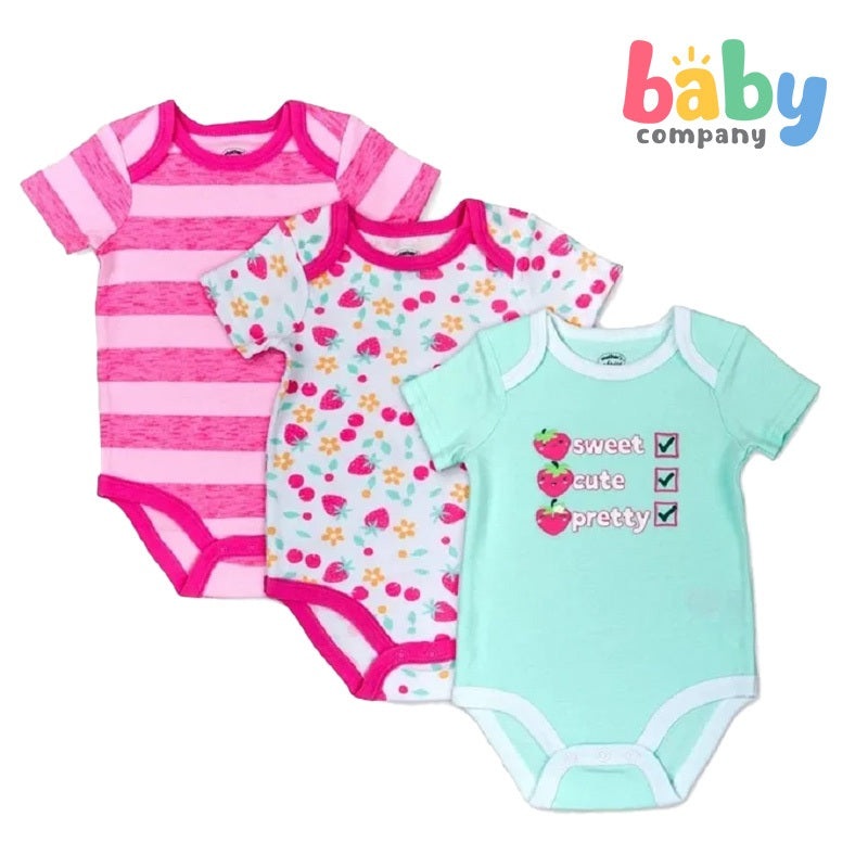Mother’s Choice 3Pcs Bodysuit Set, Sweet Cute Pretty 0-3 Months