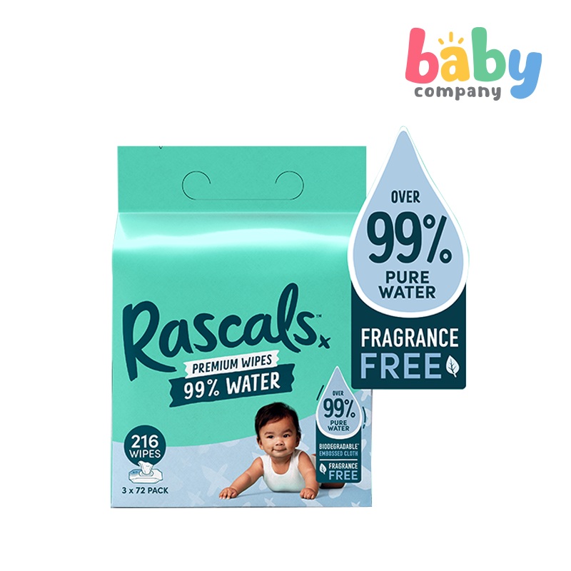 Rascals Water Wipes 216 Sheets (72’s x 3 Packs)