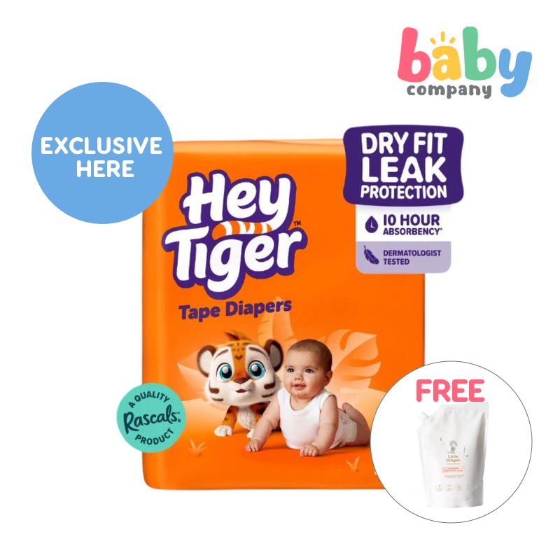 2 Packs of Hey Tiger Tape Jumbo Small + FREE Little Dragon Calm Baby Wash Refill