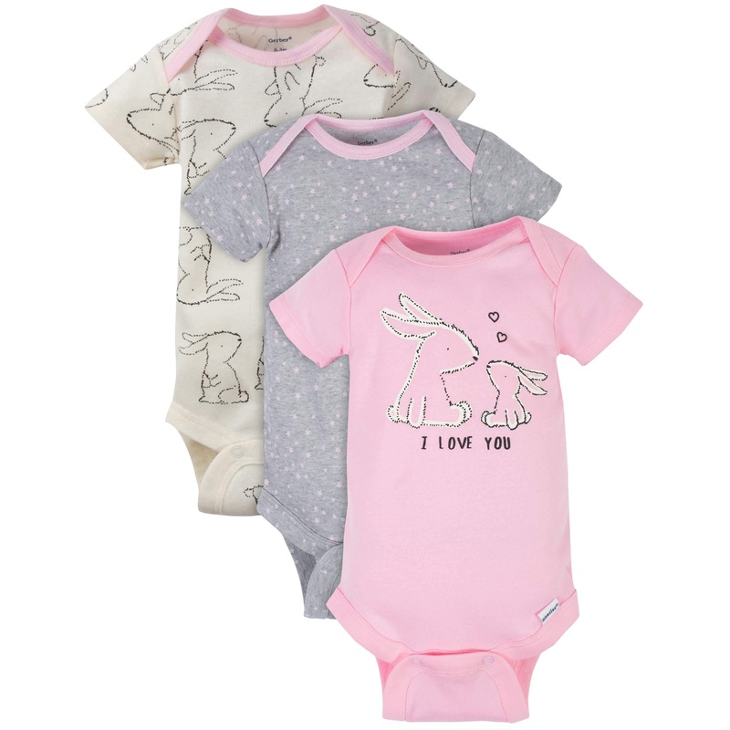 3-Pack Baby Girls Love Short Sleeve Onesies Bodysuits
