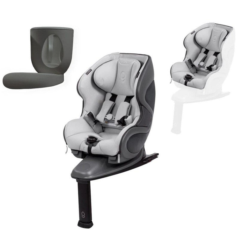 Babyark Classic Convertible Car Seat + Exta Cover + Cup Holder Foodie Bundle – Charcoal Grey / Glacier Ice