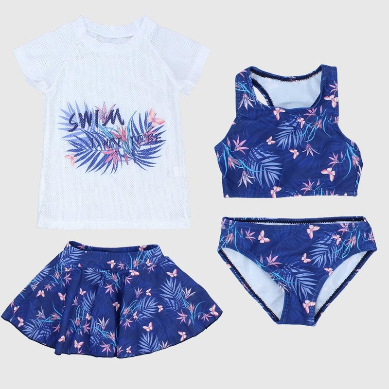 Butterflies Navy Bikini With Matching Skirt & T-Shirt