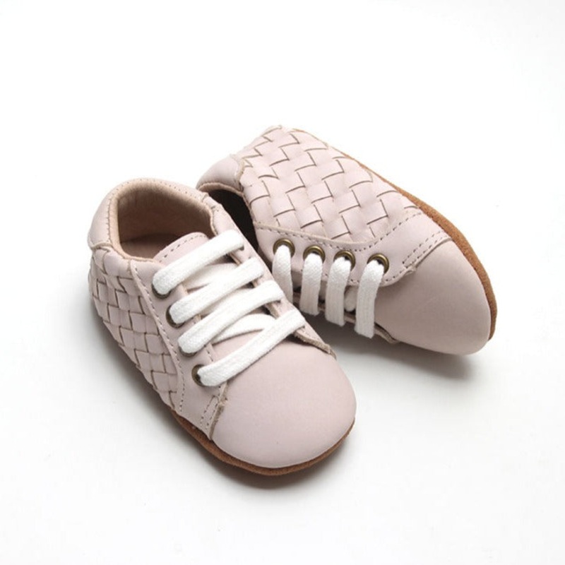 Consciously Baby Leather Woven Sneaker | Color ‘Dusty Pink’ | Soft Sole