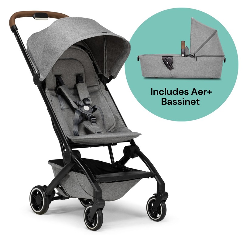Joolz Aer+ Lightweight Compact Stroller + Bassinet Bundle – Delightful Grey