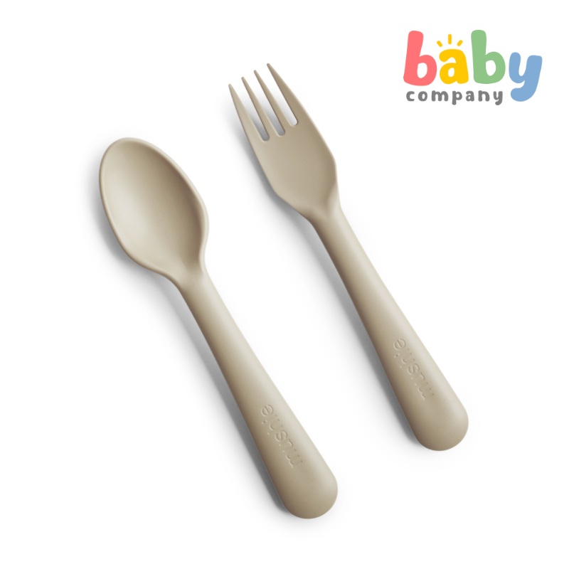 Mushie Spoon and Fork Set – Vanilla