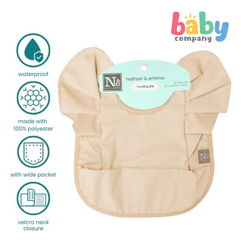 Nathan & Emma Ruffled Feeding Bib – Cream White