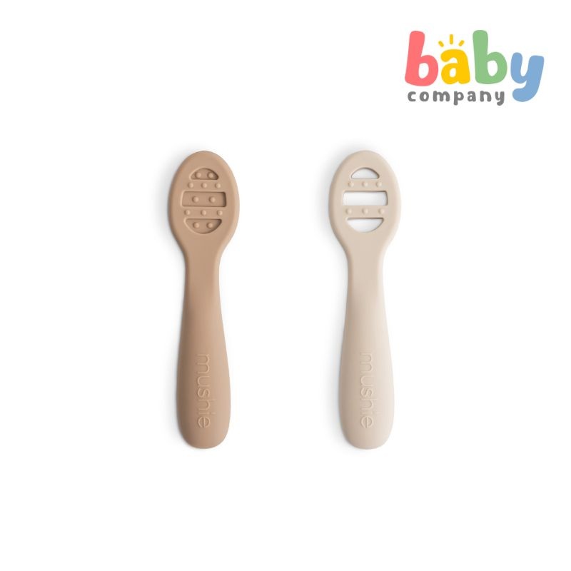 Mushie First Feeding Baby Spoons 2 pack – Natural/ Shifting Sand
