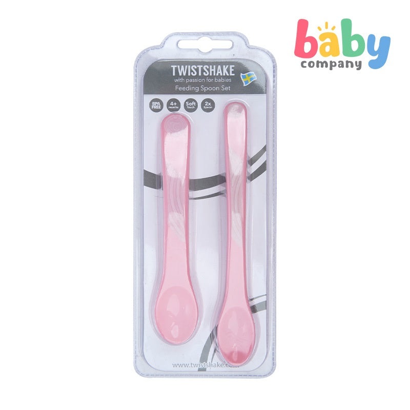 Twistshake Feeding Spoon Set 4+m 2pc/pk – Pastel Pink