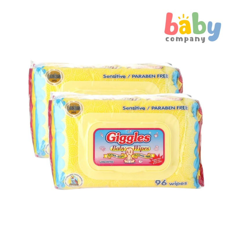 Giggles Baby Wipes Unscented – 96 sheets x Pack of 2