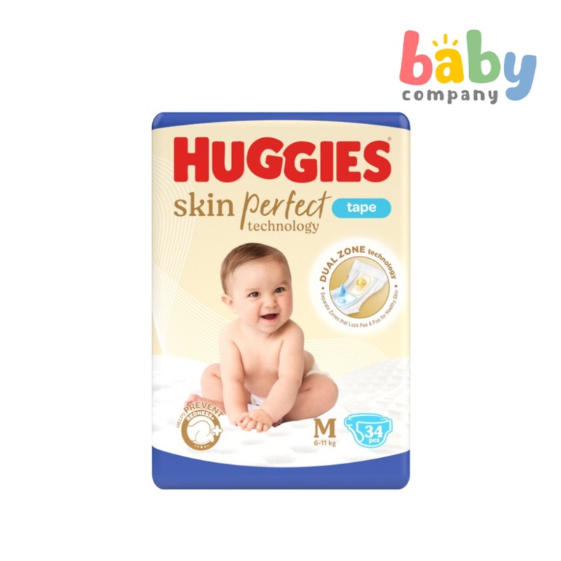 Huggies Skin Perfect Taped Diapers – Medium, 34 pcs