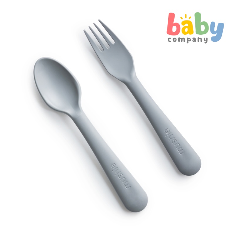 Mushie Spoon and Fork Set – Cloud