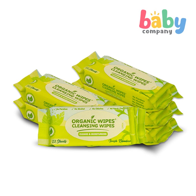 Organic Baby Wipes Cleansing Wipes Fresh Bamboo Pack of 6 – 12s per pack