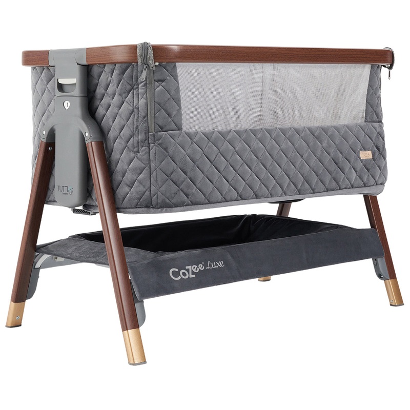 Tutti Bambini CoZee Luxe Bedside Crib – Walnut / Slate