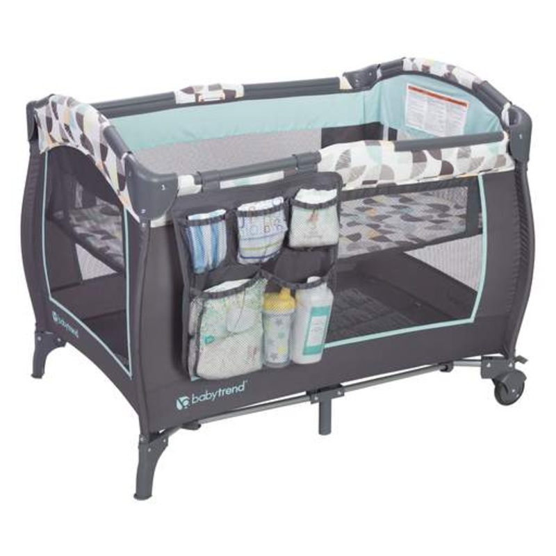 Baby Trend Trend-E Nursery Center Playard Portable Crib W/ Bassinet, Doodle Dots